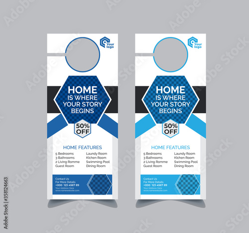 Real Estate Door Hanger and modern Door hanger mockup Door hanger template