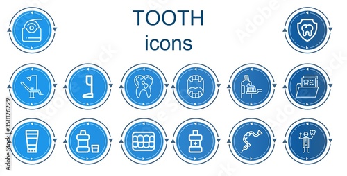Editable 14 tooth icons for web and mobile
