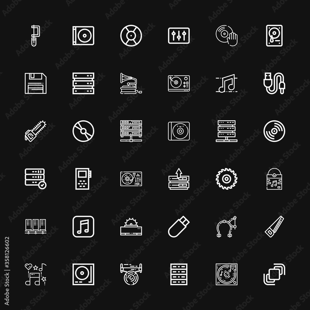 Editable 36 disk icons for web and mobile Editable 36 disk icons for web and mobile