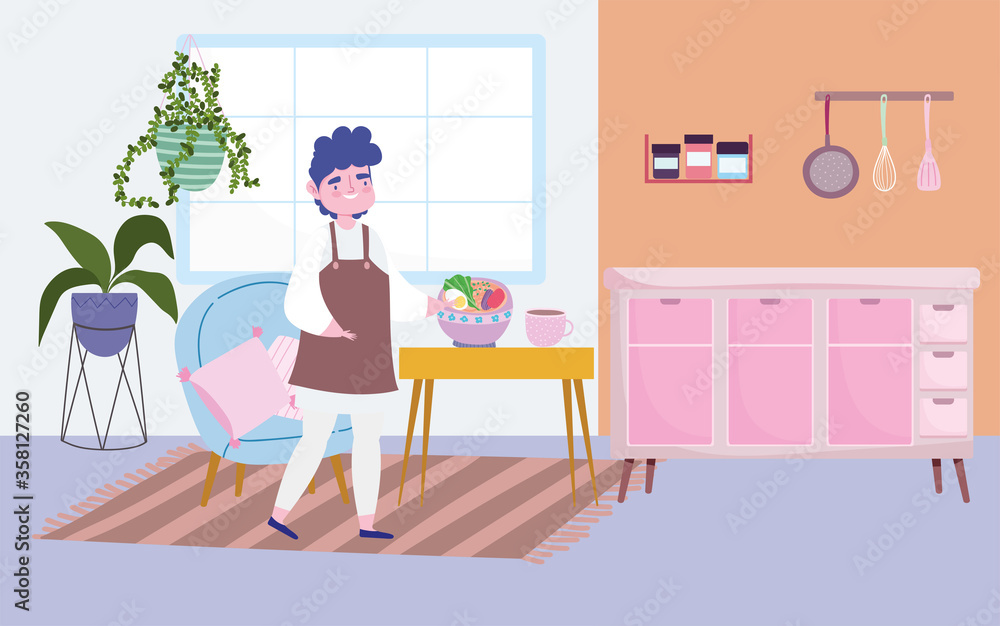 stay at home, male chef preparing food, cooking quarantine activities stay at home, male chef preparing food, cooking quarantine activities
