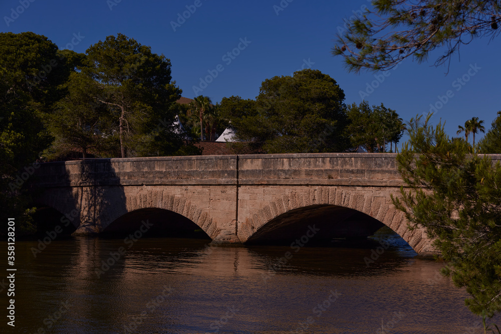 Fototapeta premium The Bridge of the English, entrance to the Natural Park of S’Albufera de Mallorca Spain