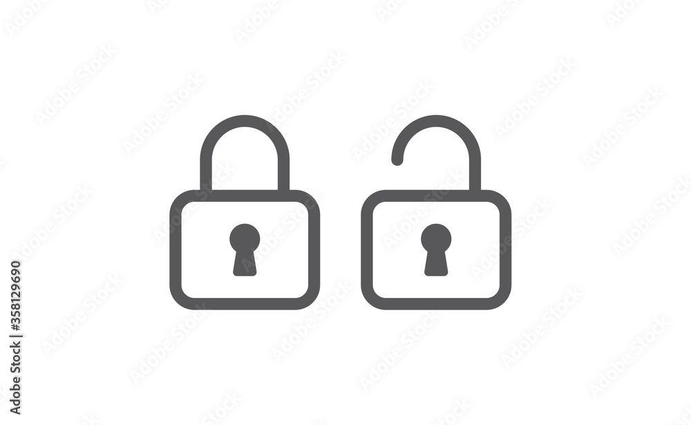Lock icon, security symbol. Padlock pictogram. Lock icon, security symbol. Padlock pictogram.