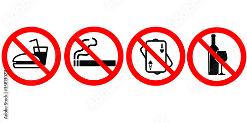 no food,no smoke,no drink sign and symbols