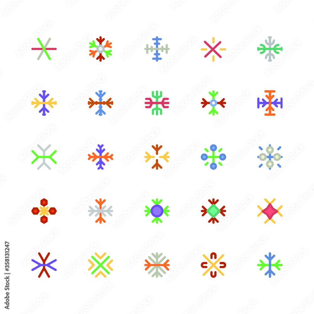 
Snowflakes Colored Vector Icons 1
