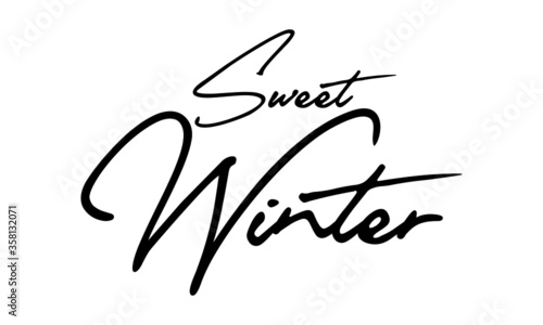 Sweet Winter Typography Black Color Text On White Background