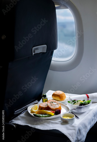 Food on the plane, business class travel