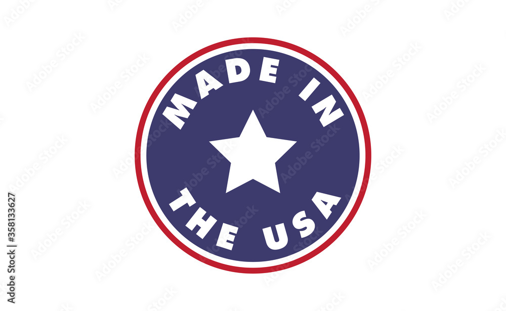 Made in USA badge. United States of America flag colors. American patriotism sign. Made in USA badge. United States of America flag colors. American patriotism sign.