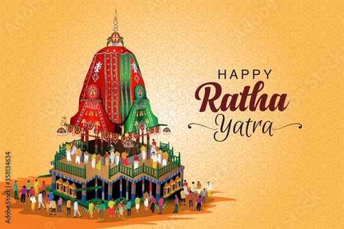 Vector Illustration design of Ratha Yatra of Lord Jagannath-( The return journey of Puri Jagannath Ratha Jatra is known as Bahuda Jatra )-Vector