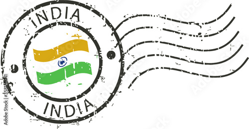 Postal grunge stamp 'India'