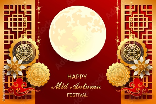 Happy Mid-Autumn Festival / Chinese festival / Vector illustration, posters, brochure, calendar, flyers, banners