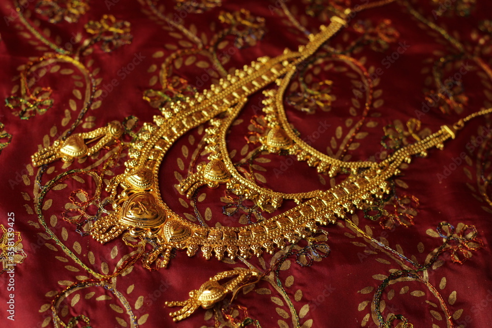Golden set of indian arab women jewelry