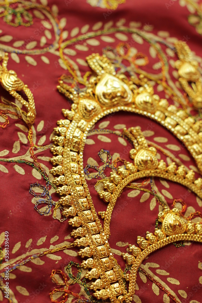 Golden set of indian arab women jewelry