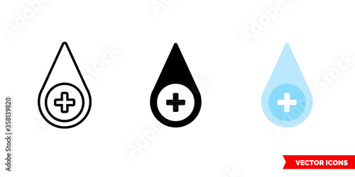 Desinfectant icon of 3 types. Isolated vector sign symbol.
