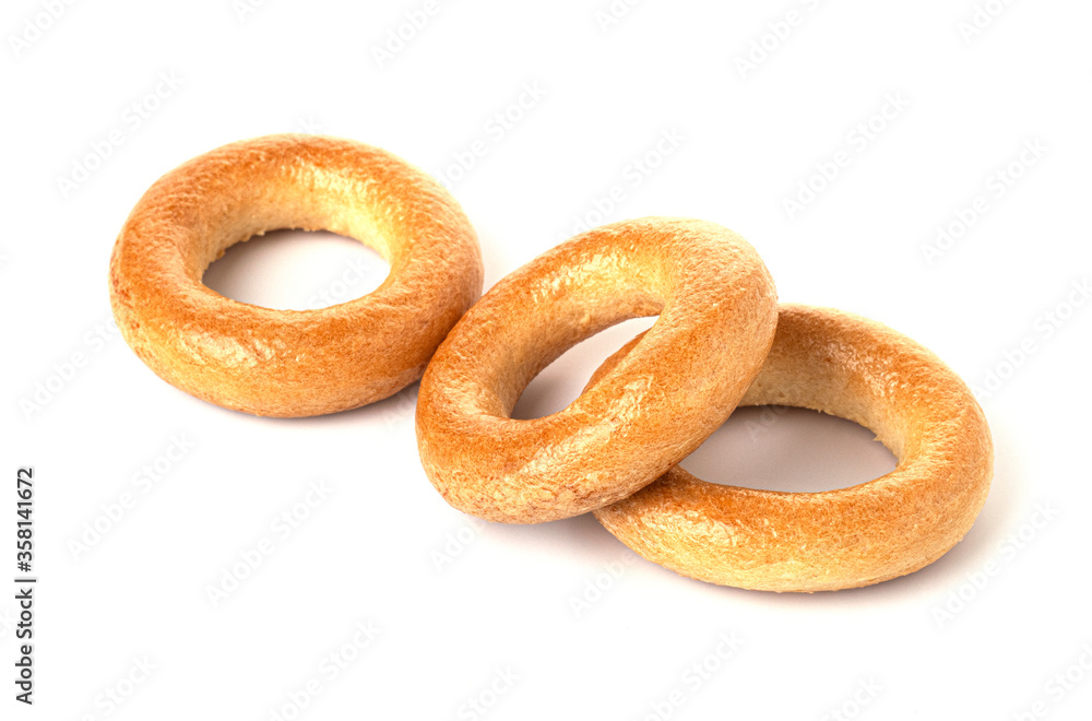 small round bagels isolated on a white background small round bagels isolated on a white background