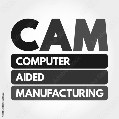 CAM - Computer Aided Manufacturing acronym, technology concept background