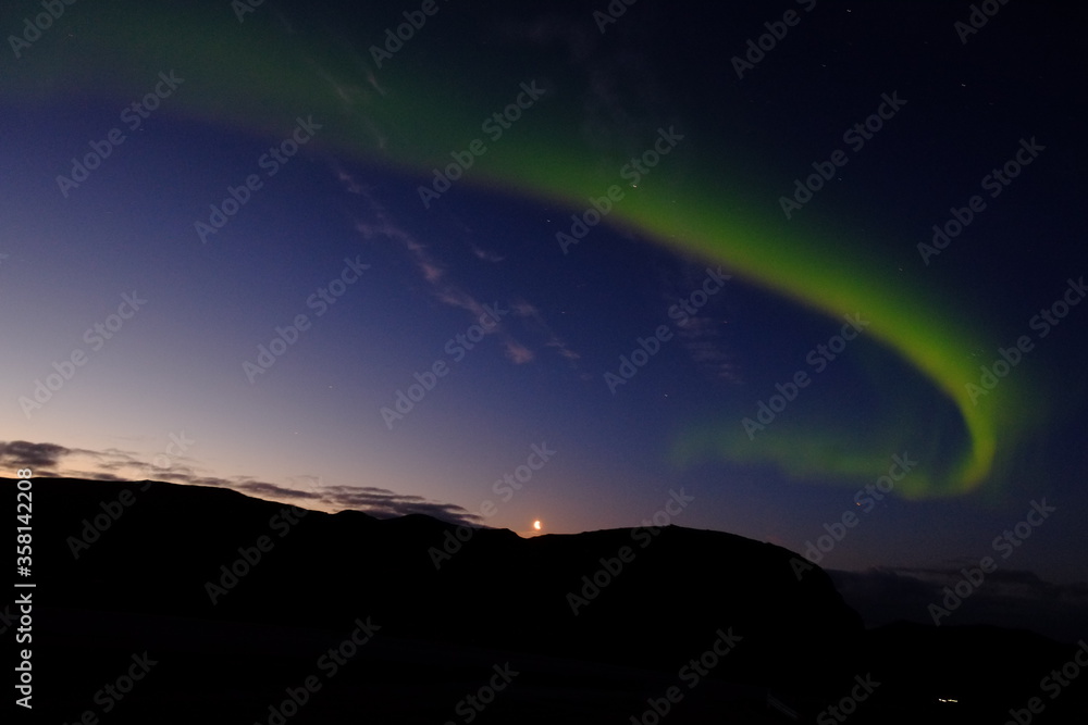 A northern light in Nordkapp, the north of Norway