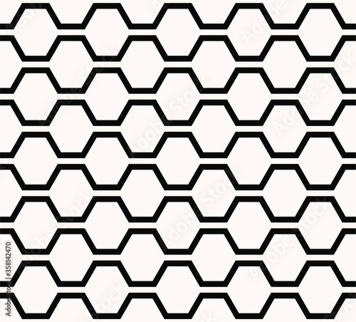 Honeycomb pattern in thick black outline, retro geometric background