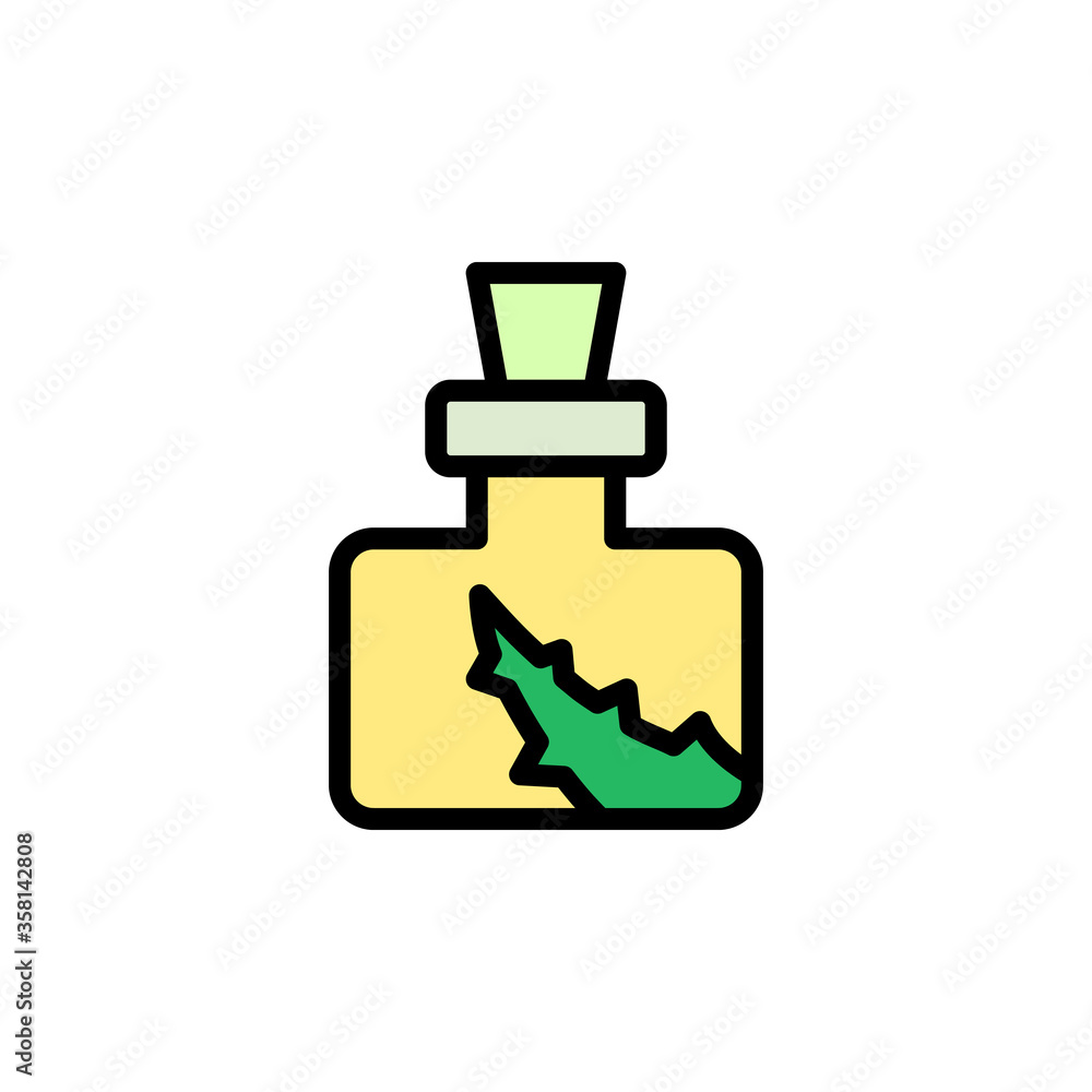Bottle aloe vera icon. Simple color with outline vector elements of healing plant icons for ui and ux, website or mobile application Bottle aloe vera icon. Simple color with outline vector elements of healing plant icons for ui and ux, website or mobile application