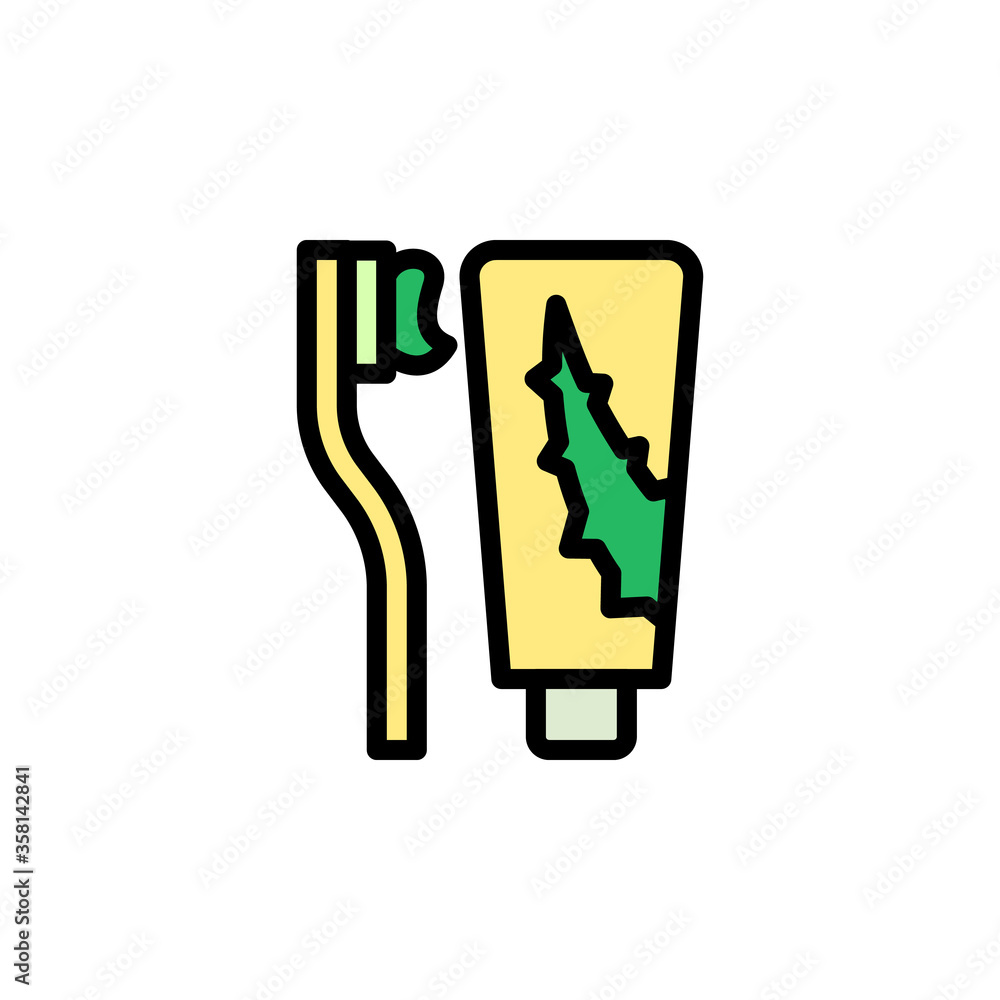 Aloe vera toothpaste toothbrush icon. Simple color with outline vector elements of healing plant icons for ui and ux, website or mobile application Aloe vera toothpaste toothbrush icon. Simple color with outline vector elements of healing plant icons for ui and ux, website or mobile application