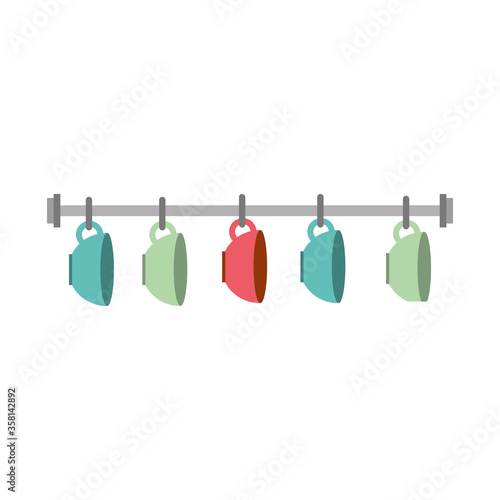 Isolated coffee cups hanging vector design