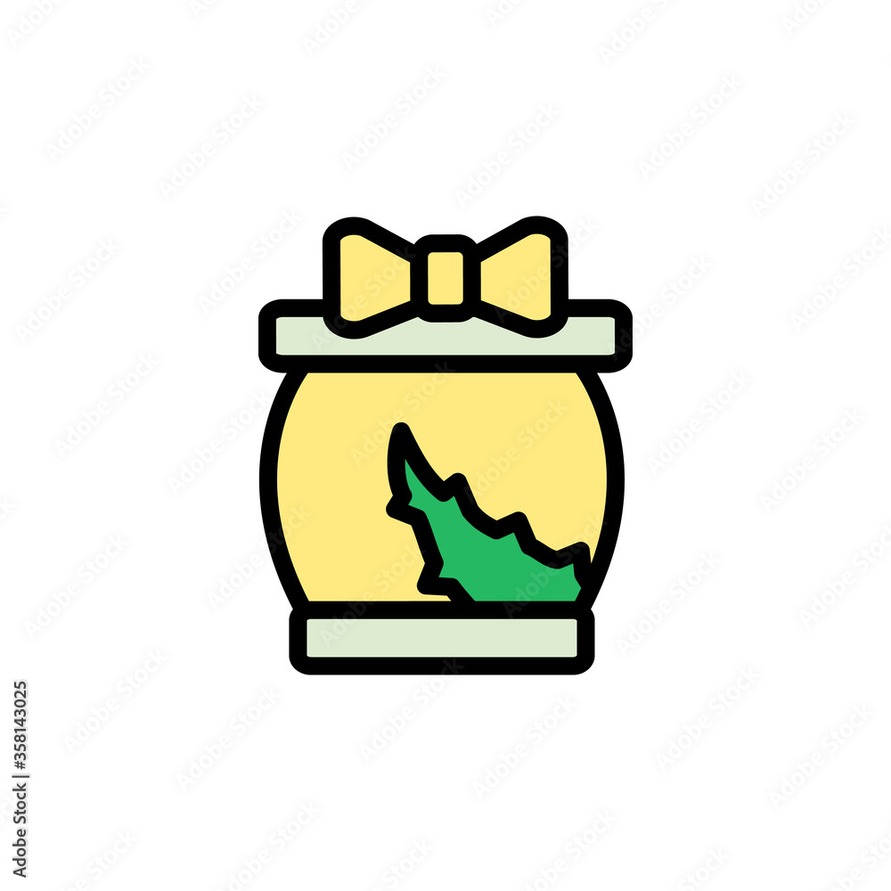 Aloe vera bottle bow icon. Simple color with outline vector elements of healing plant icons for ui and ux, website or mobile application Aloe vera bottle bow icon. Simple color with outline vector elements of healing plant icons for ui and ux, website or mobile application