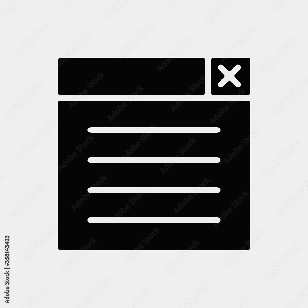 Web Page Screen With Black Icon and White Background Web Page Screen With Black Icon and White Background