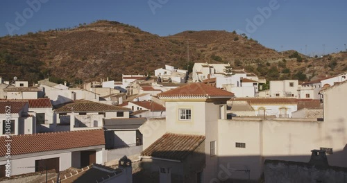 Establishing shot of the village of Lubrin, Spain by sunrise. photo