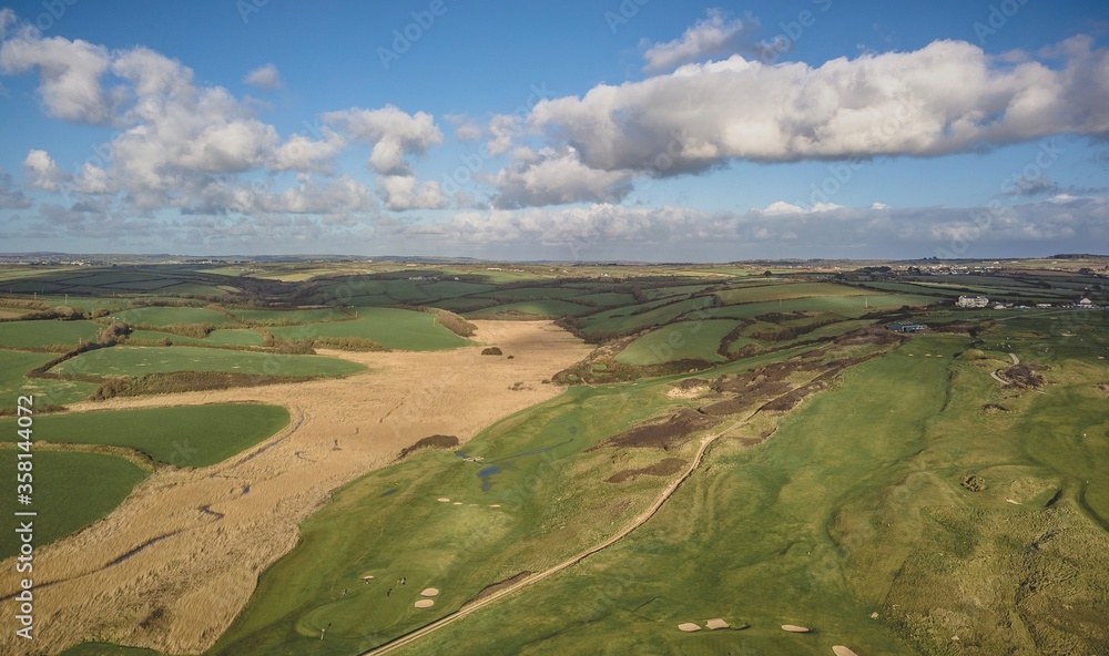  Mullion Golf course, Cornwall, England, Aerial, Drone shot