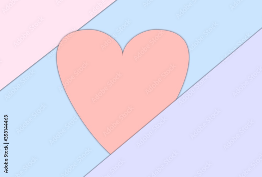 Heart pink soft on pastel color background