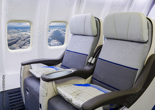 Seat rows in an airplane cabin