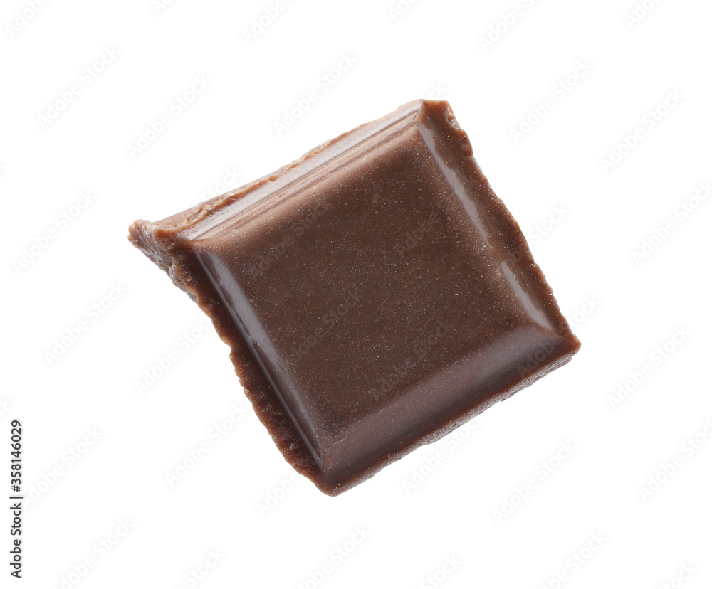 Piece of delicious milk chocolate isolated on white Piece of delicious milk chocolate isolated on white