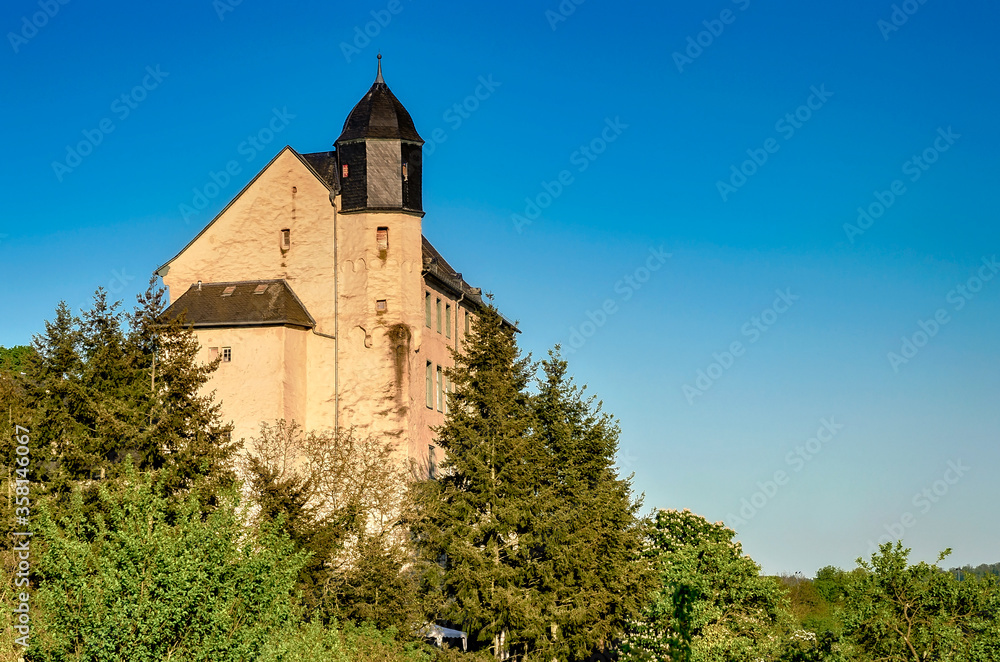 Burg Schadeck über Runkel an der Lahn, Hessen, Deutschland