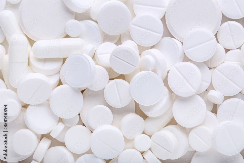 Background of white medicine pills