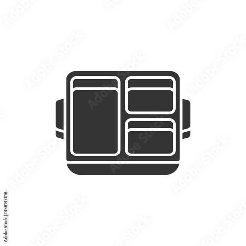 Reusable lunchbox glyph black icon. Metallic product container for food storage. Zero waste lifestyle. Eco friendly. Sign for web page, app, promo. UI UX GUI design element