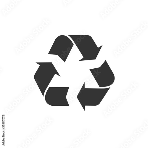 Recycle glyph black icon. Zero waste lifestyle. Eco friendly. Pollution prevention symbol. Enviroment protection. Template for web page, app, promo. UI UX GUI design element