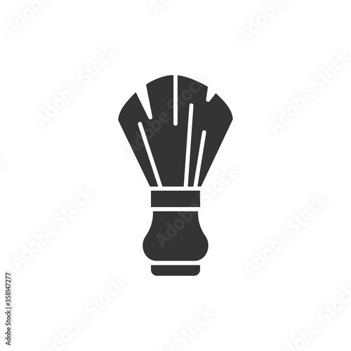 Reusable wood shaving brush glyph black icon. Zero waste lifestyle. Eco friendly. Organic, natural material. Bathroom mens accessory. Recycle element. UI UX GUI design element.