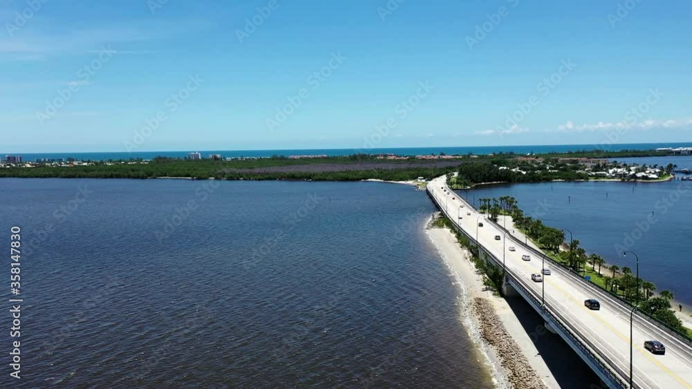 View of Intercoastal waterway and ocean horizon Jensen Beach Florida View of Intercoastal waterway and ocean horizon Jensen Beach Florida
