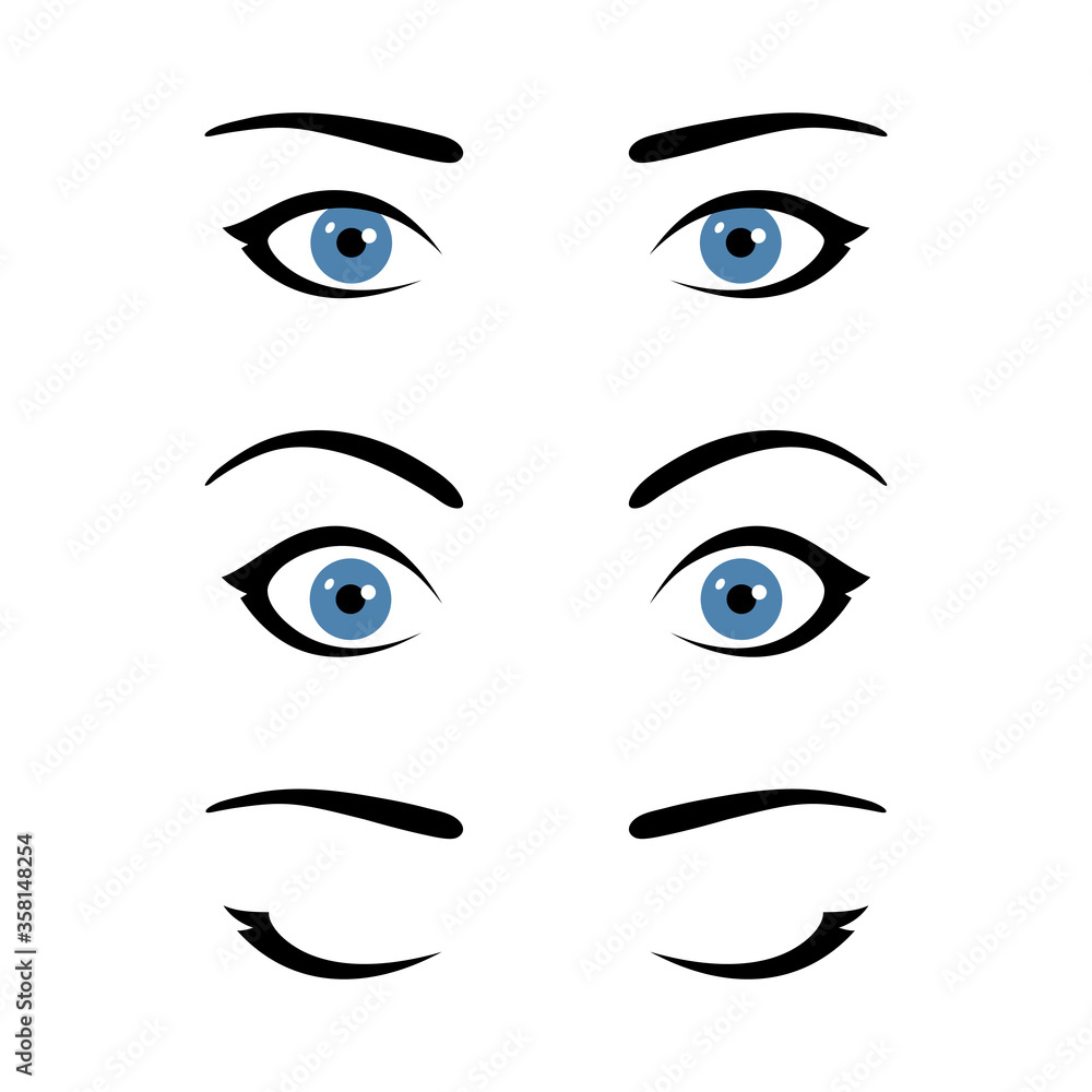 Set of stylized woman's eyes expressing different emotions Set of stylized woman's eyes expressing different emotions
