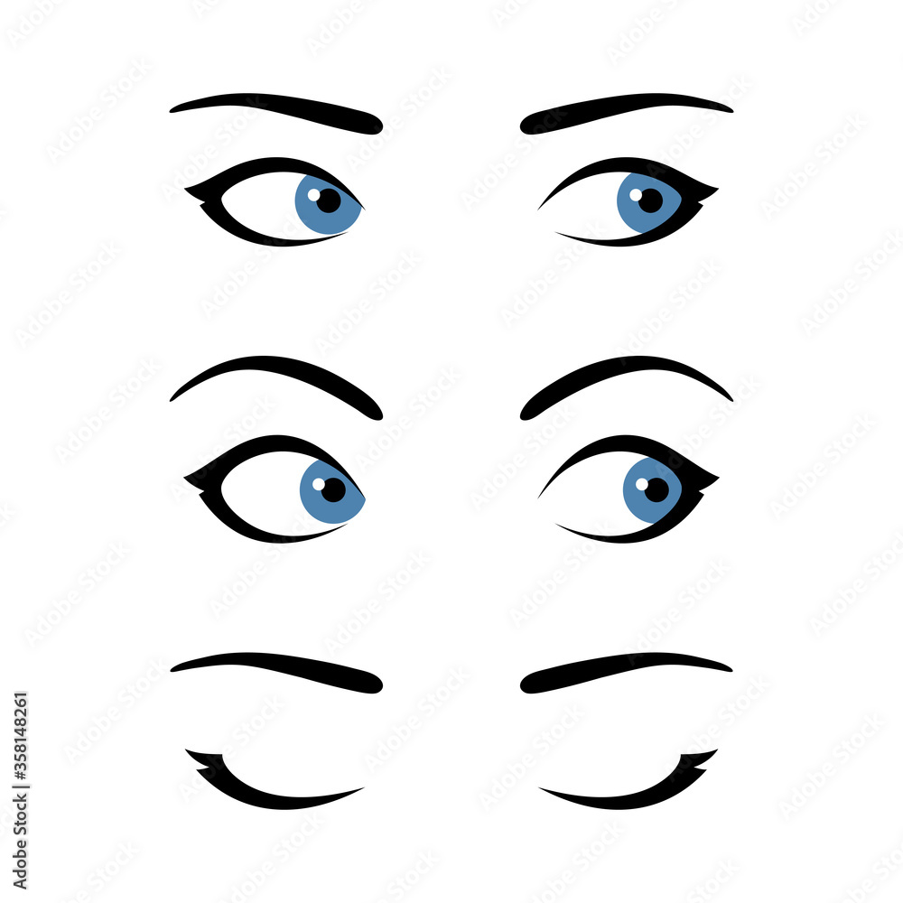 Set of stylized woman's eyes expressing different emotions Set of stylized woman's eyes expressing different emotions