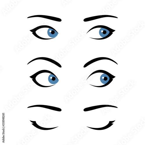 Set of stylized woman's eyes expressing different emotions