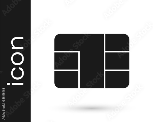 Grey Credit card with chip icon isolated on white background. Contactless payment. Vector Illustration