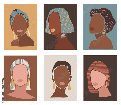 Vector illustration with fashion women portraits. Fashion illustration. 