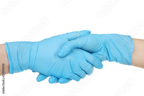 Doctor shaking hands on white background