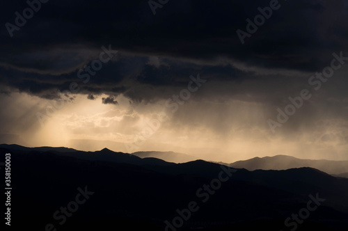 Light contrast of a storm in the mountains.