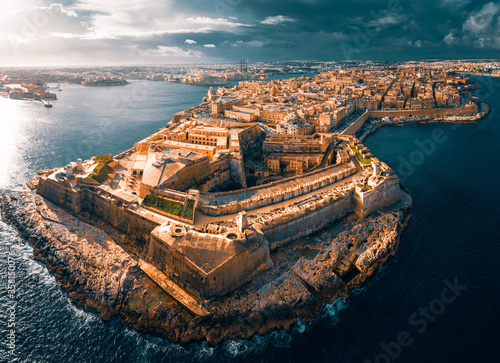 Fort St Elmo, Valletta, Malta, aerial view. Valletta is the southernmost capital of Europe	
