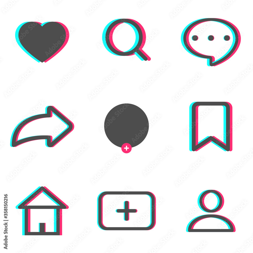 Tik Tok Social Media Icon Set App Interface For Smartphone. Tik Tok ...