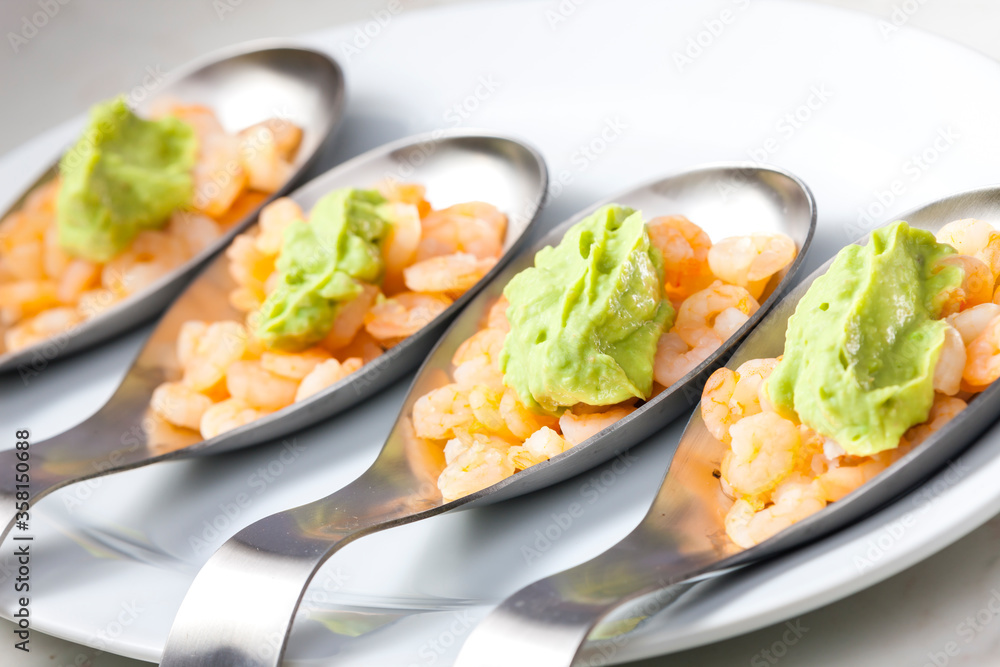 shrimp salad with paste of ripe avocado shrimp salad with paste of ripe avocado