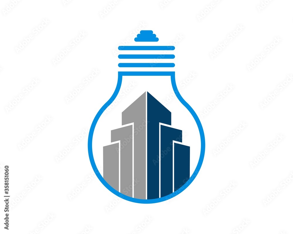 bulb with modern building inside bulb with modern building inside