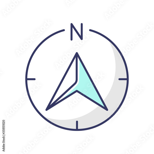 Navigator arrow RGB color icon. Modern navigation technology, global positioning system, geolocation. GPS guide cursor pointing to north isolated vector illustration