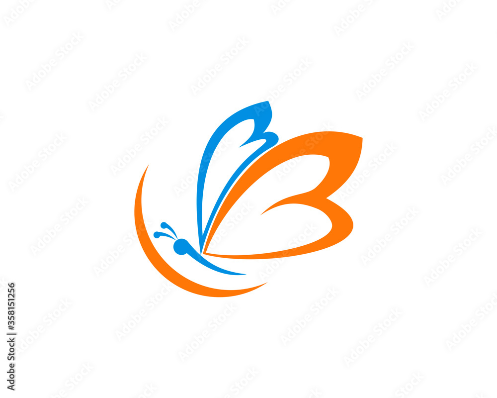 Butterfly and swoosh logo